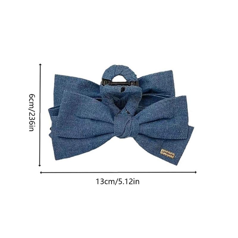 Stylish Blue Jeans Bows Hair Clip For Women Girls Secure Grip Hairpin Hair Accessory Fashion Ponytails Holder