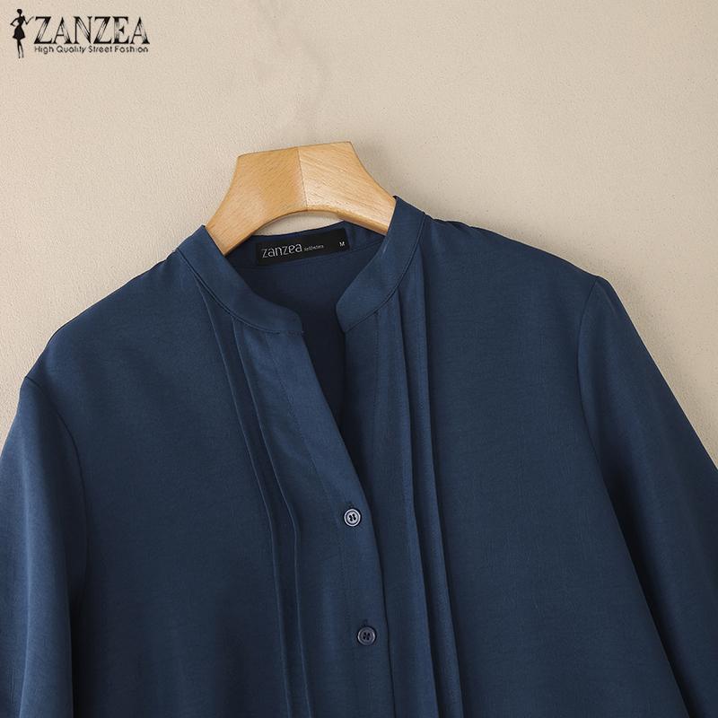 ZANZEA Dámská ležérní halenka s výstřihem do V, jednobarevná, s 3/4 rukávem, volného střihu