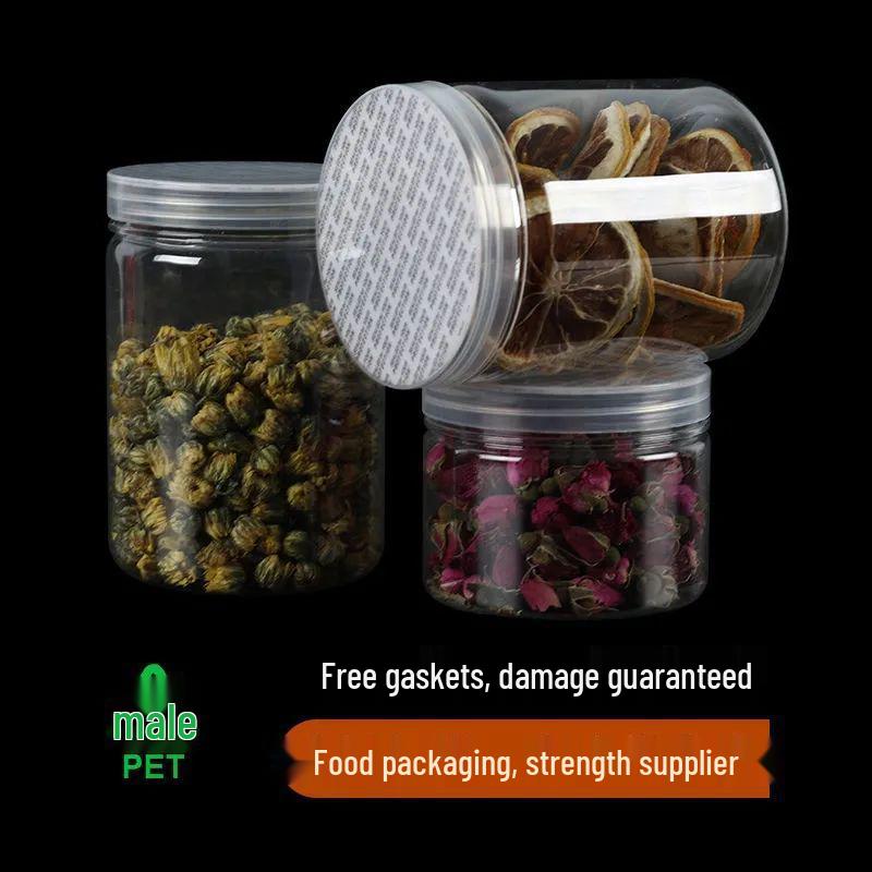 Airtight Food-Grade Transparent Plastic Jar with Lid for Kitchen Storage