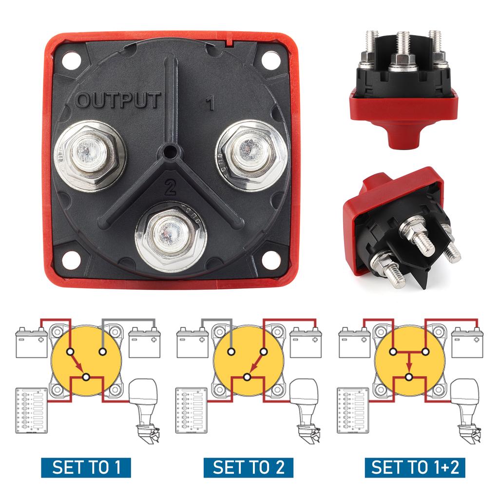 3 4 Positions Battery Switch 12V 300 Amp Waterproof Ignition Protected For Dual Battery Switches Boat Isolator Mini Selector