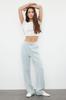 Women's Style Trousers Gray 100% Tencel High Waist Jeans