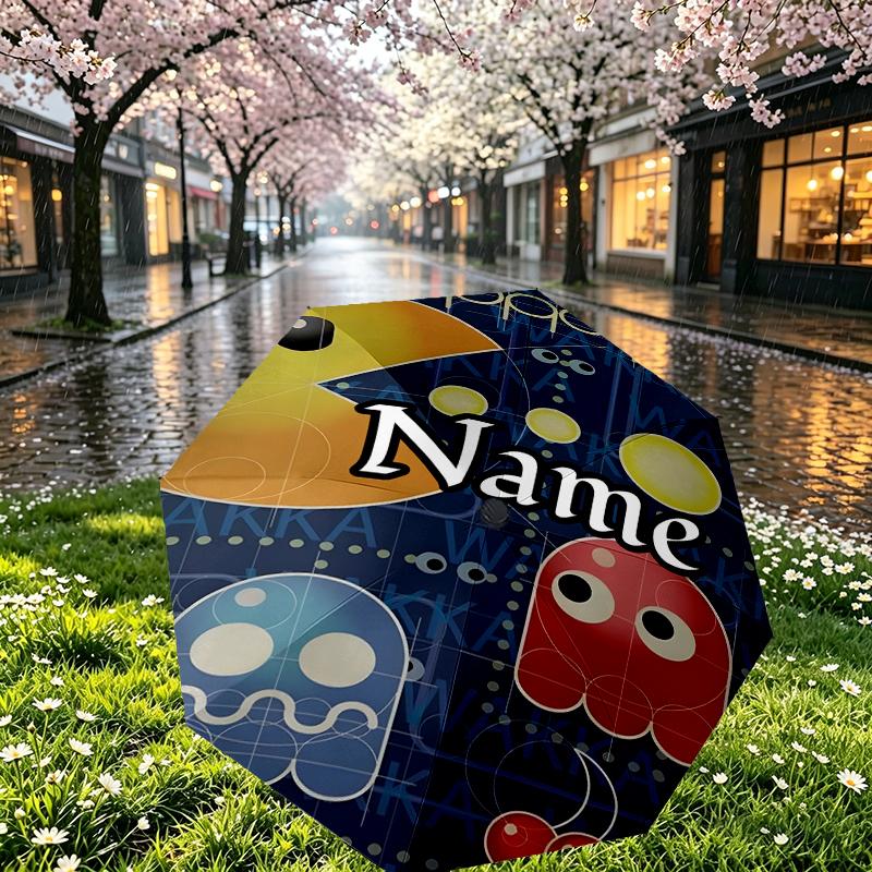 Custom Name Personalized PAC Print Umbrella, Auto Open Close, 8‑Rib Sturdy Frame, Commute Camping Hiking Use, Birthday Gift