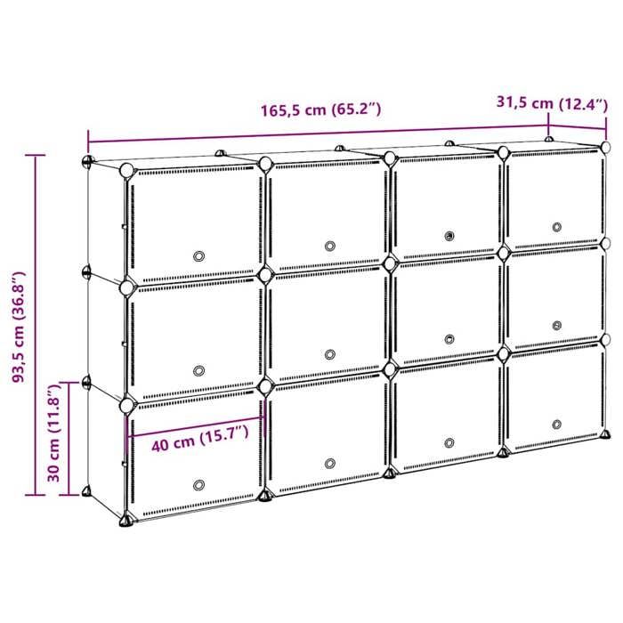 VidaXL Storage Cubes 12 Pcs with Doors Black PP, Storage Cube, Cube Storage Organizer, Shelf At 4019578