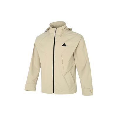 Kurtka Męska Outdoor Wiatroodporna Casual do Biegania z Kapturem Logo Jednolity Kolor Kurtki Khaki IP4924