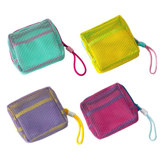 Small Mesh Toiletry Bag Portable Cosmetic Organizer Pouch Travel Makeup Bag for Women Lipsticks Brushes Keys Coins Storage
