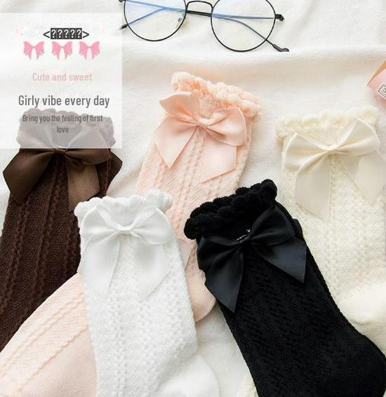 

Милые кружевные носки в японском стиле Лолита для девочек средней длины One Size розовый