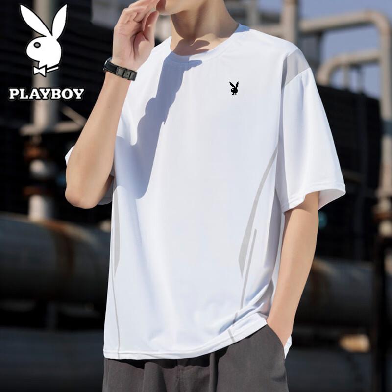 PLAYBOY Men s Quick Dry Ice Silk Short Sleeve T-Shirt 5XL