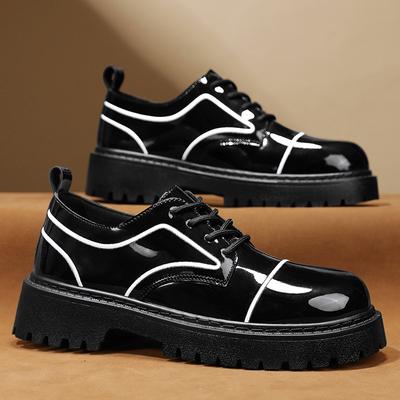 Trend Glitter Leather Shoes Men Fashion Platform Men's Casual Shoes British Style Black Social Shoes Man Zapatos De Cuero Hombre