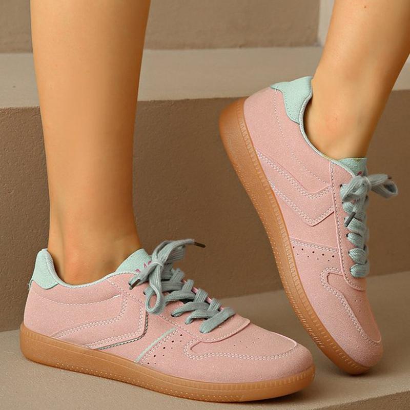 Fashion Women Sneakers Spring Lace Up Sports Shoes Women Autumn Breathable Plus Size 35-44 Sneakers Woman Suede Sewing Casual Shoe Flats