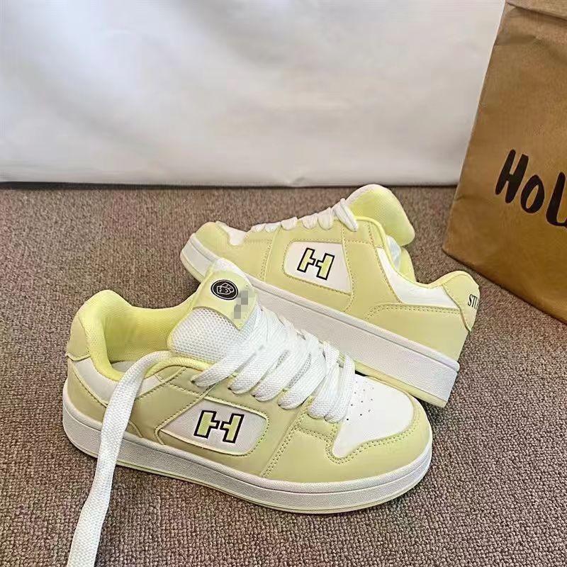 

Байцзю красная платформа хлебные туфли женские ins тренд 2025 весна новые кеды студент универсальные повседневные белые туфли 40 жёлтый