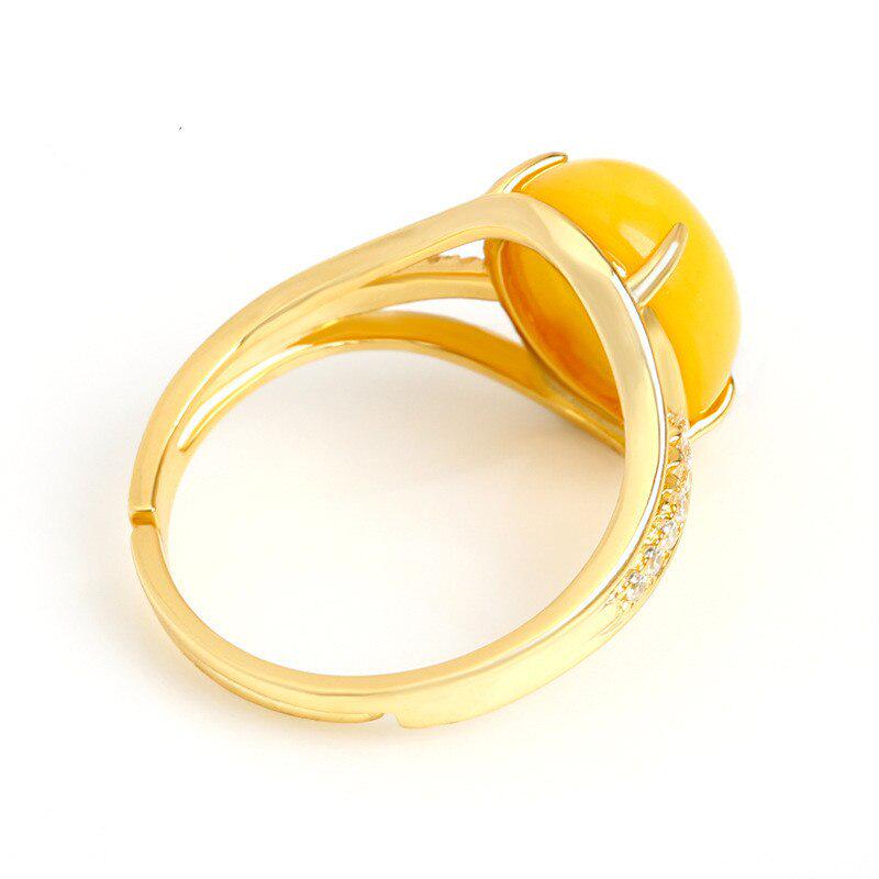 Lindon  Silvering Rings for Women Fine Jewelry Natural Yellow Opal Ring Adjustable Size Wedding Engagement Gift