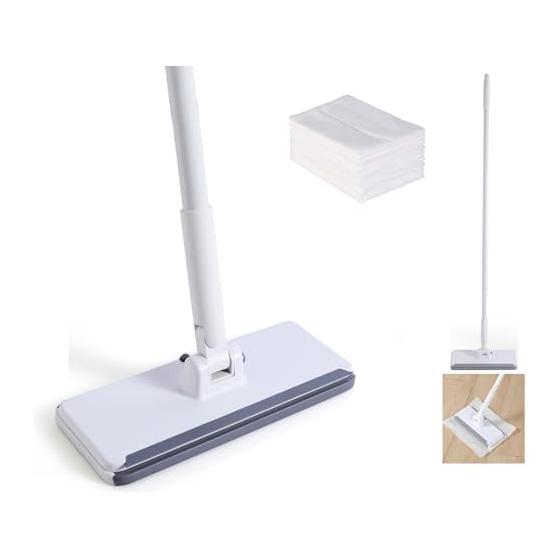 CLEANHOME Floor Wiper Main Unit, Attachable and Detachable in 1 Second, One-touch Mop, 2 in 1 Drainer Wiper, Width 24cm, 4 Tier Pole, Length