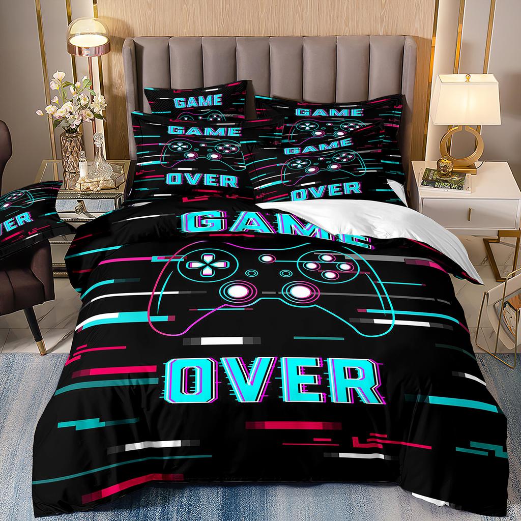 3D Game Player Bedding Set, Gamer Teens Down Duvet Cover Pillowcase 2/3pc Game Controller Luxury Home Textile Duvet Cover Set Gift