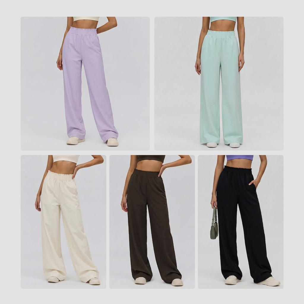 Pilates Loose Sports Trousers Women's Drape Light and Breathable Casual Trousers High-end Comfortable Training Straight Wide-leg Trousers