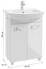 Bathroom cabinet with a washbasin on legs 85x60, standing white Mila with an elongated chrome tap