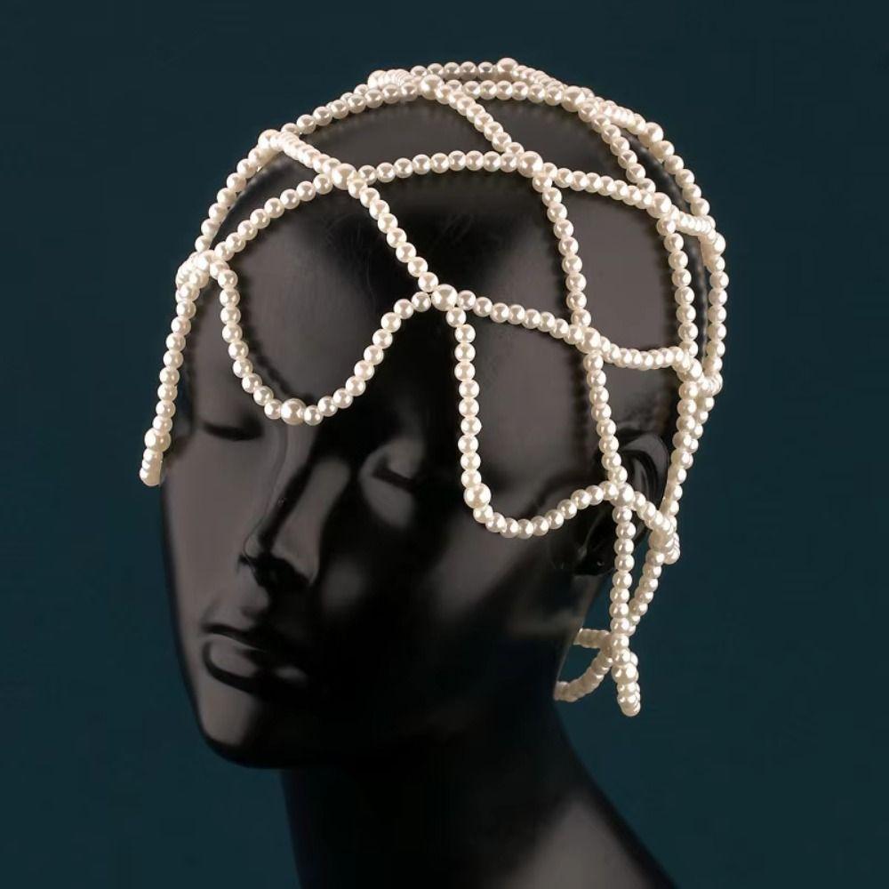 Handgefertigte Netz-Haaraccessoires Perlengeflecht Perlen-Kopfschmuck Hochzeitsaccessoires