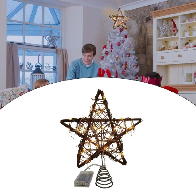 Battery Operated Star Tree Toppers Christmas Tree Star Ornament with LED Lights for Seasonal Home Decors