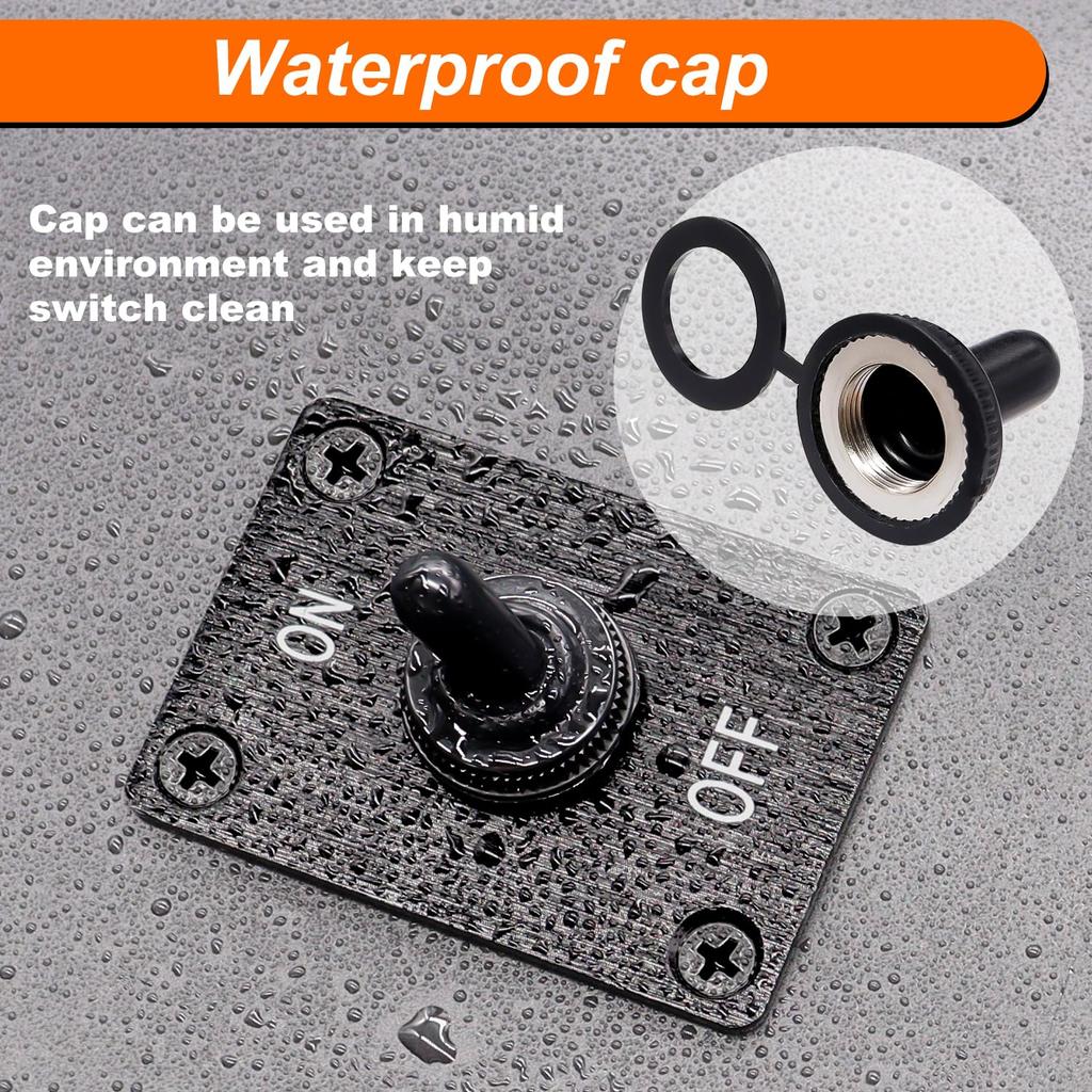 Weideer Toggle Switch 12V 30A Heavy Duty Waterproof Toggle Switch ON/Off 2 Pin 2 Position SPST with Mounting Panel Waterproof Cap for Auto Car Marine