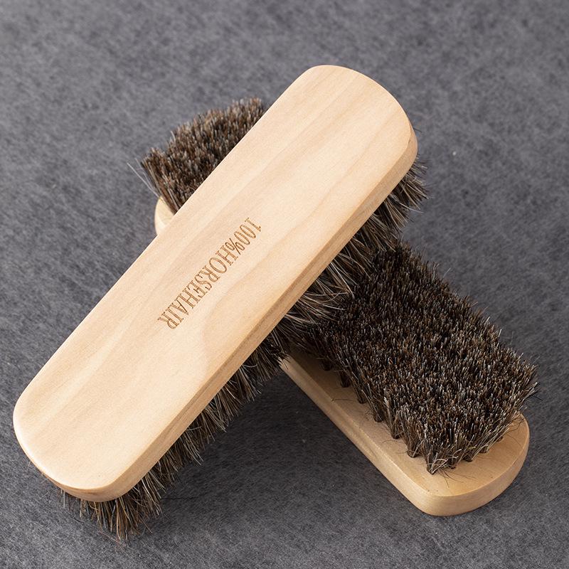 617 Large Beechwood Shoe Polishing Brush – Raw Wood, Clear Water Horsehair, Gentle On Leather for Cleaning and Care.