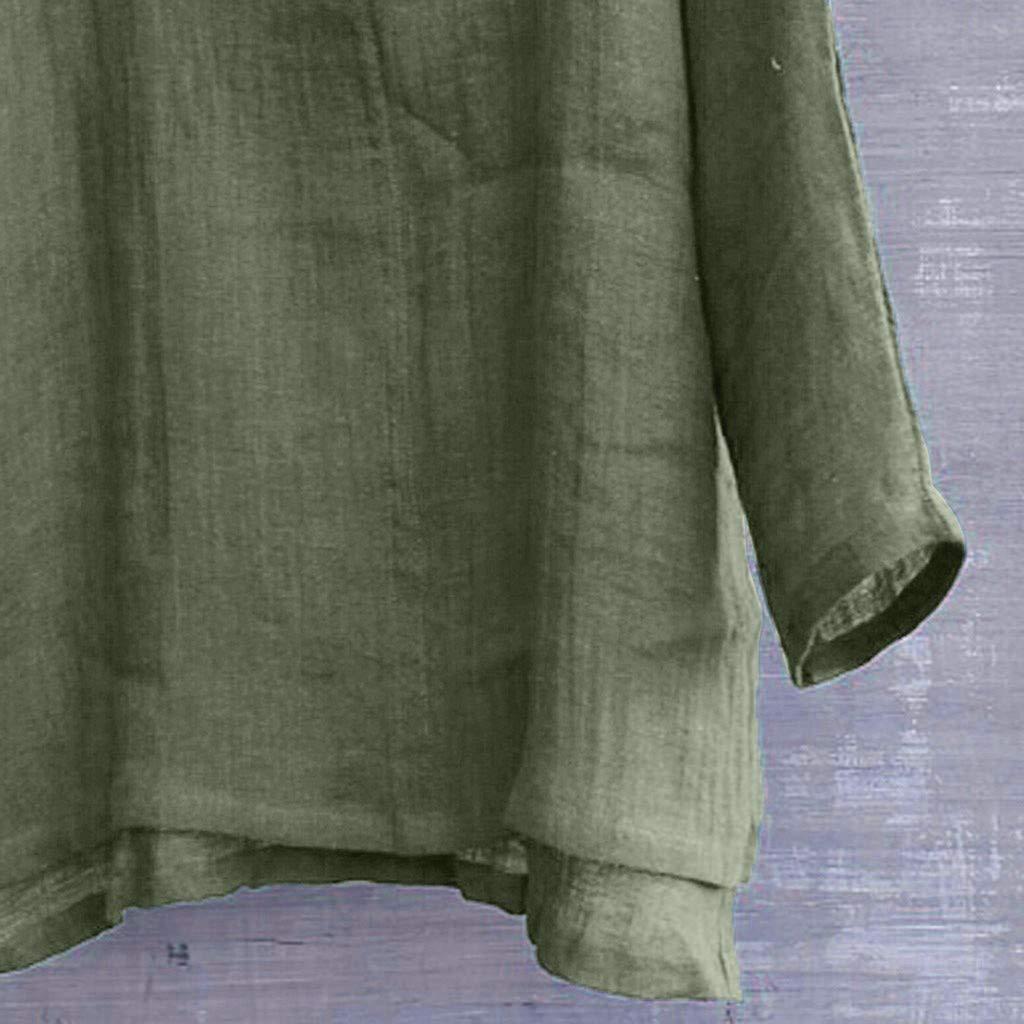 Men's And Women's Fashion Matching Cotton-Linen Solid Color Casual Loose V-Neck Long-Sleeved Shirt T-Shirt Top
