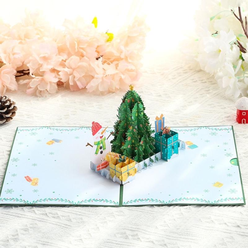 Unique Christmas Tree Card 3D Blessing Card with Colorful Cover Holiday Greeting Card with Envelope Gift Accessories