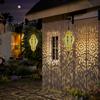 Marokkanische Solarlichter Außenlaterne Gold Gartendekoration Wasserdicht Terrasse Weg (2er-Pack)