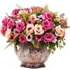 European Rose Silk Floral Arrangement - Artificial Bouquet for Living Room & Dining Table Decor