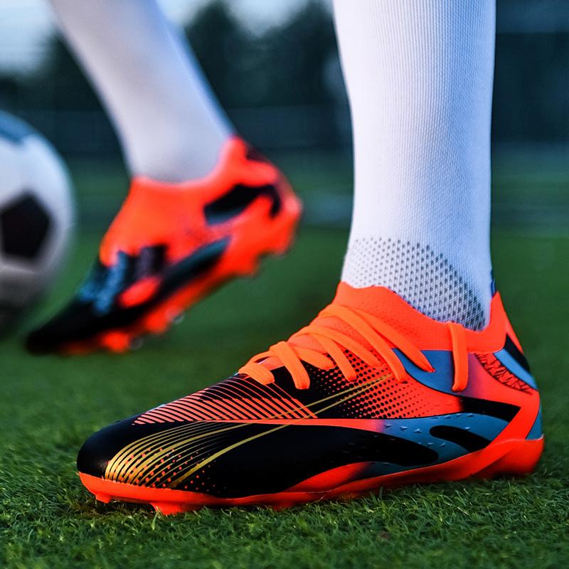 Professional Long Spikes Football Field Cleats Men Women Trend Pink Soccer Shoes Society Man Trainers Futsal Sneakers Size 33-46