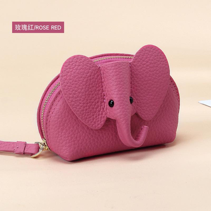 Creative style cute baby elephant zipper small wallet female fresh small leather coin change bag