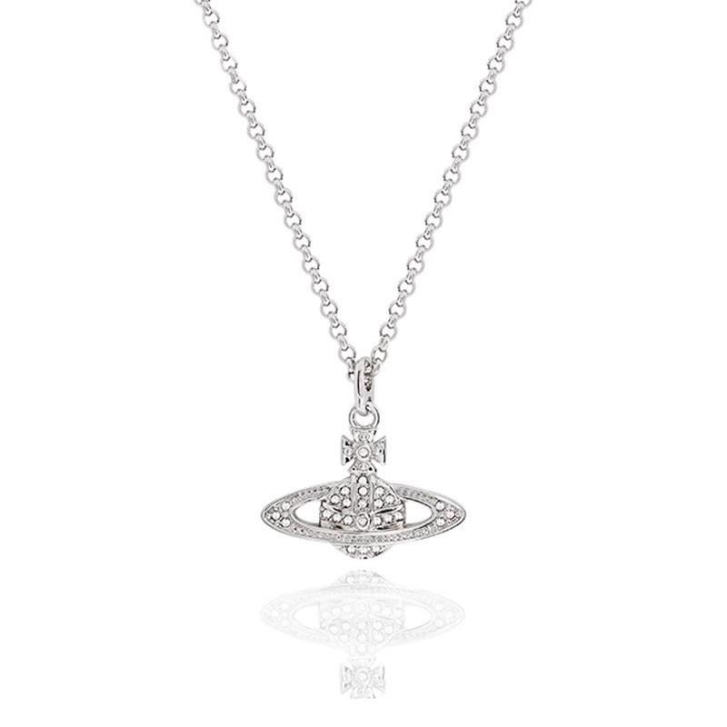 Vw Xijia Same Micro-Inlaid Diamond Three-Dimensional Saturn Necklace High Version Planet Pendant Light Luxury Versatile Accessories Women