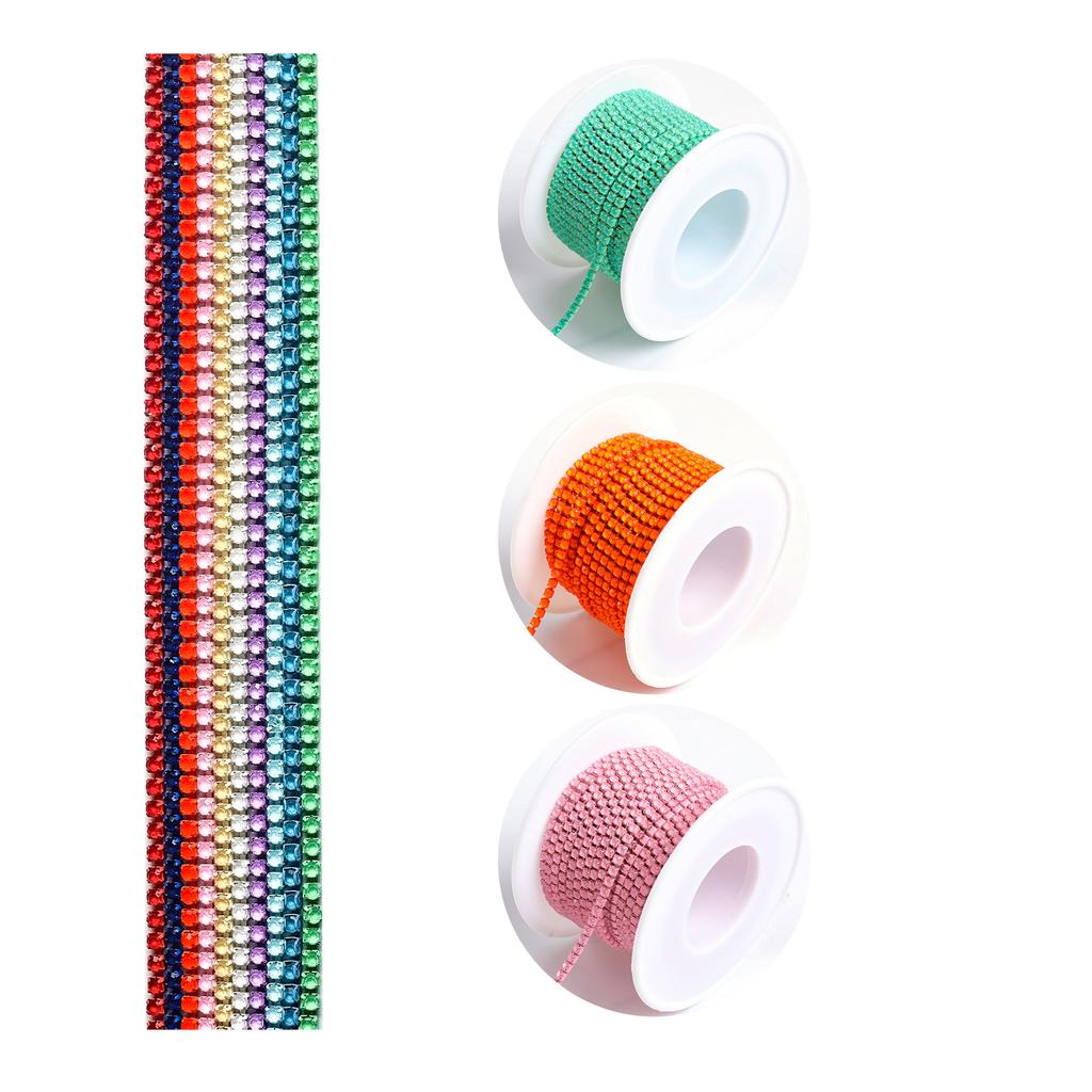 Dust Claw Chain Electroplated Glass Rhinestone Diamond Chain Colored Mocha, Single Row Metal Dense Claw Chain Diy Electrophoretic Clothing Decoration