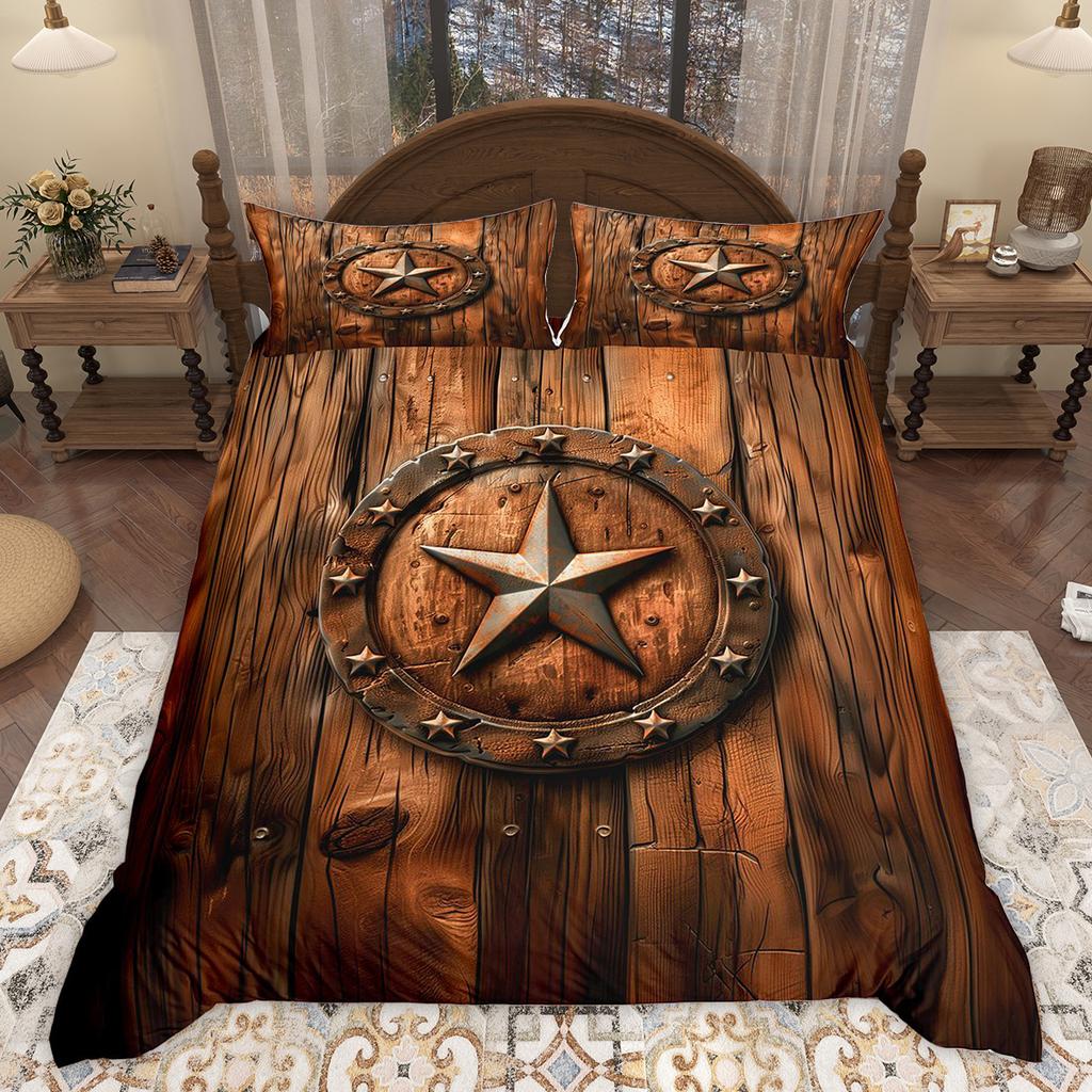 Comforter Homewish Retro Texas Star Brown Teal Barn Doot Set Rustic Vintage Farmhouse Bedding Set