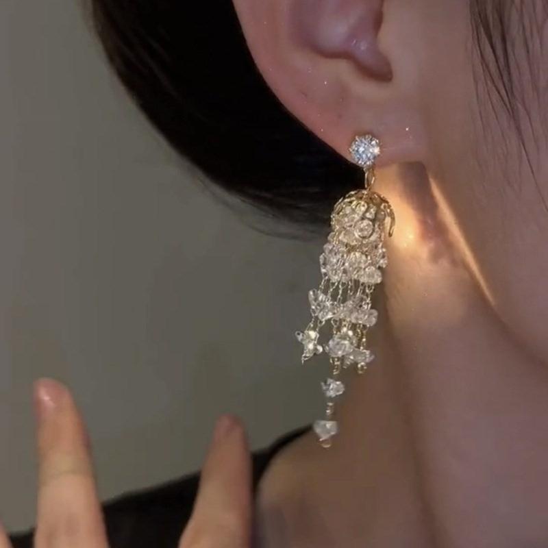 Temperament  Pendant Earring Elegant Jellyfish Tassels Charm Earrings Fashion Small Hoop Earrings Party Jewelry