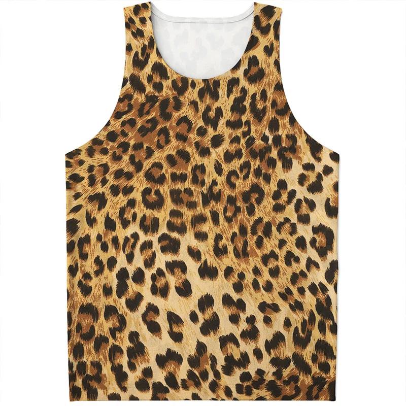 Unterhemd 3D-Druck Leopard Tanktop Für Herren Sommer Lässig Ärmelloses T-Shirt Tierhaut Grafik Sporttops
