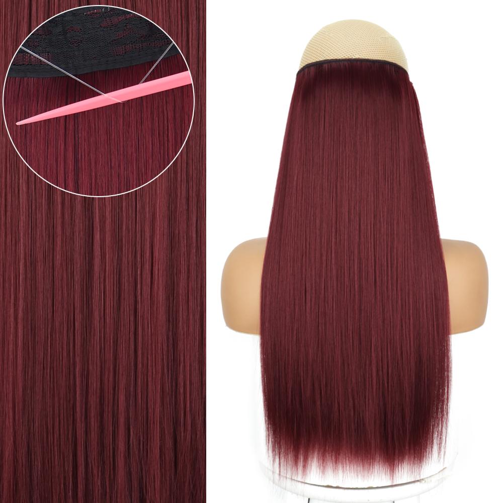 MERISIHAIR Lange glatte schwarze Haarverlängerungen für Frauen ohne Clips, Kunstfaser, natürliche Alltagskleidung, Cosplay-Haarteil, glattes Haar