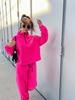 New European and American casual women's set, solid color long-sleeve, zip-up collar, waist-cinching sweatshirt, two-piece tie pants set