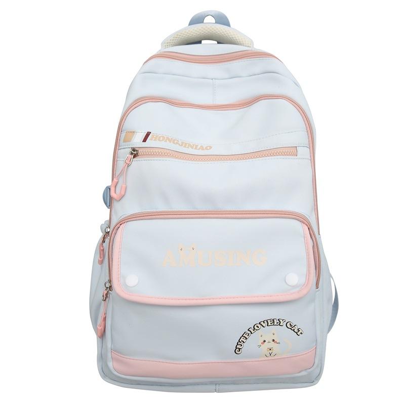 

New simple backpack retro college style junior high school student schoolbag large capacity travel computer backpack білий