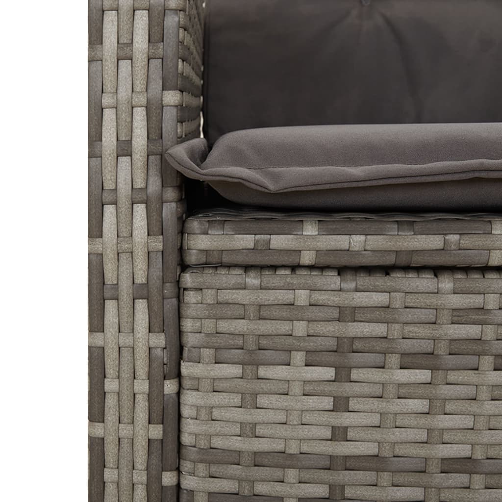 Vidaxl 5-Cz. Gartenmöbel-Set mit Kissen, Grau, PE-Rattan