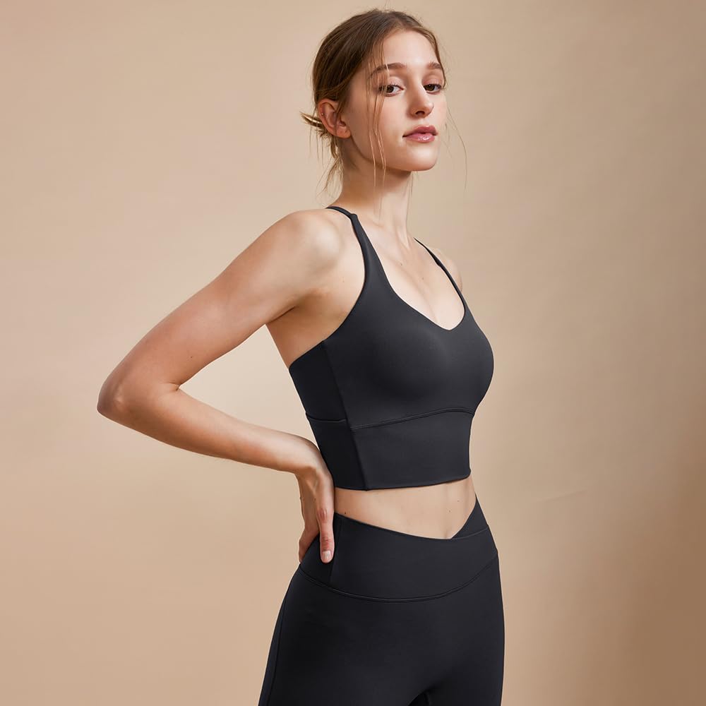 Medium Support Back Cross Sports Bra Quick Drying Wide Underwear Yoga Bra Top Bra Top with Cups [Yomoment] Non-Sway