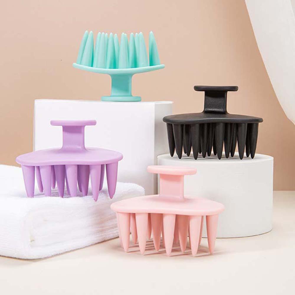 

Треугольная расческа для мытья волос, очищающая голову, массажная расческа для кожи головы, цветная щетка для мытья волос, СПА розовый