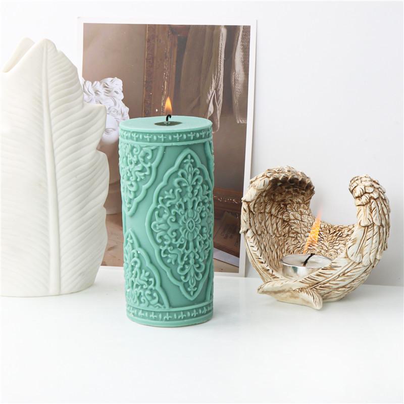 Lace Column Silicone Candle Mold for DIY Aromatherapy Candle Plaster Ornaments Soap Epoxy Resin Mould Handicrafts Making Tool