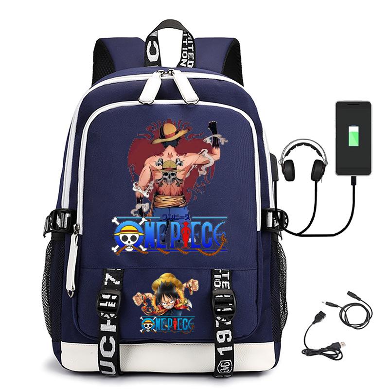 Hot-selling ONE PIECE Luffy backpack usb charging large capacity bag