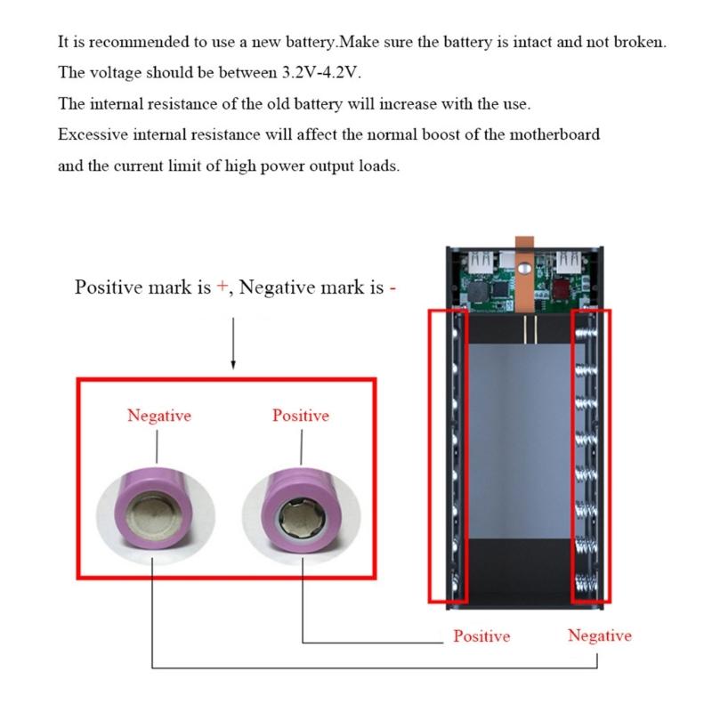 24x18650 Battery Storage Box PD Quickly Charge Powers Bank Case Support Wireless Charging/Quick Charging Functions