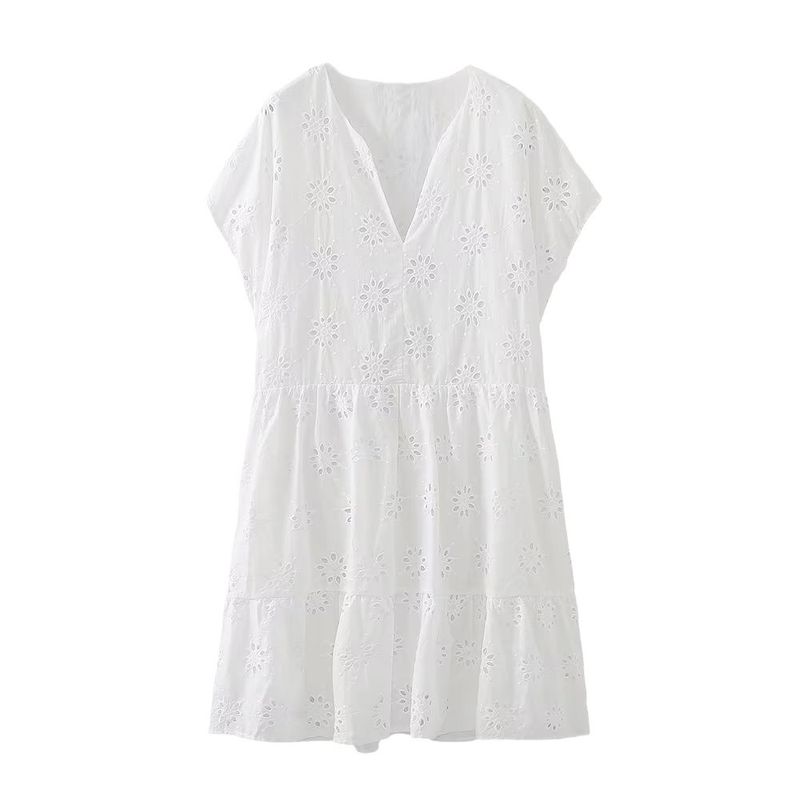 Kaslead New Arrival Women's Clothing Fashion Style Cut Out Embroider Short Dress 7521269 250