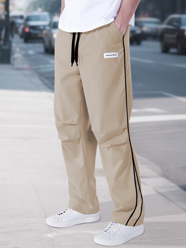 Summer Men's Black Track Pants with Stripes - Casual Sportswear Breathable Comfortable Ideal for Gym Streetwear and Daily Use