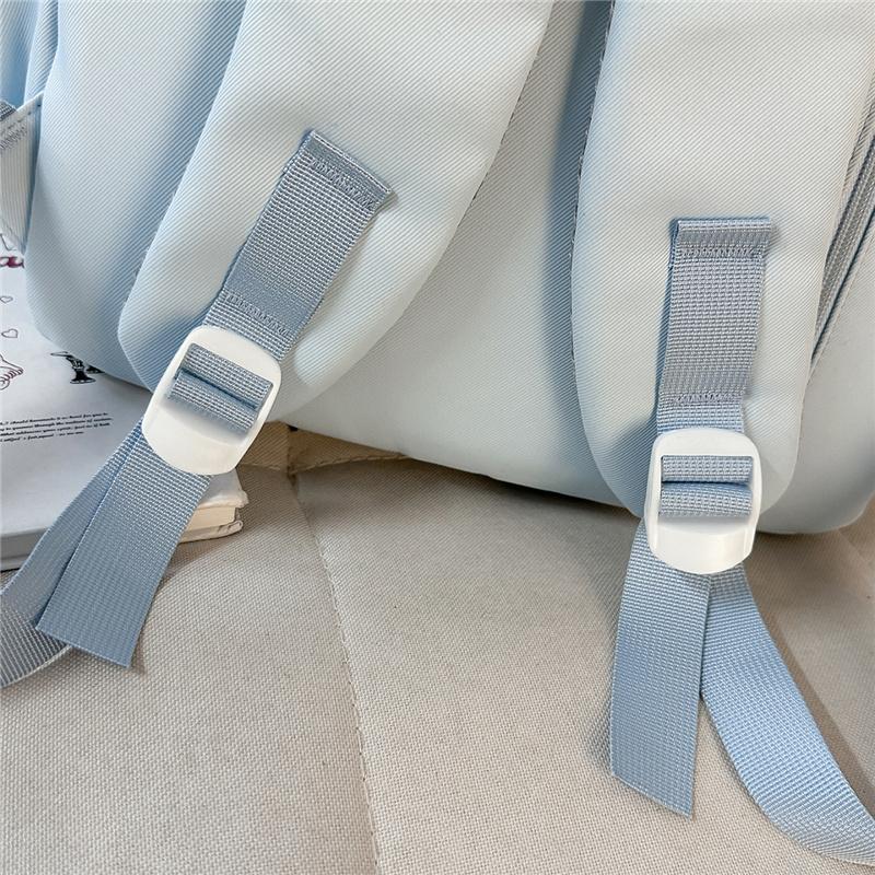 Nylon Plaid Backpack Women's Fashionable Casual School Bag Lightweight Travel Rucksack with Multiple Pockets