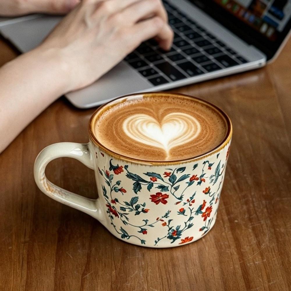 385ml Ceramic Coffee Cup Microwave Safe Milk Cup Decorative Exquisite Water Cup Living Room
