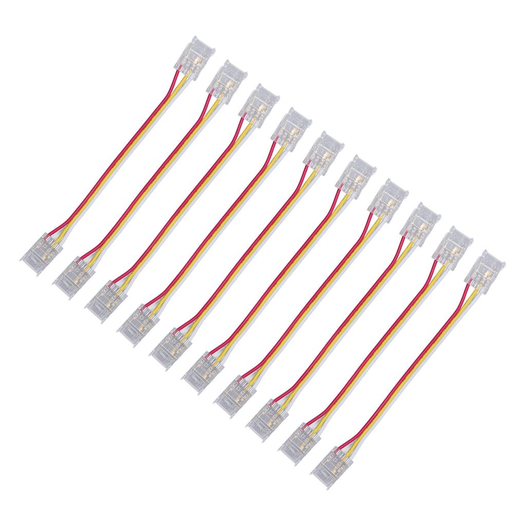10 Stück LED-Streifenlicht-Verbinderset 3-polig 10 mm Schnellverbindung Starke Kompatibilität COB-Lichtstreifenverbinder für