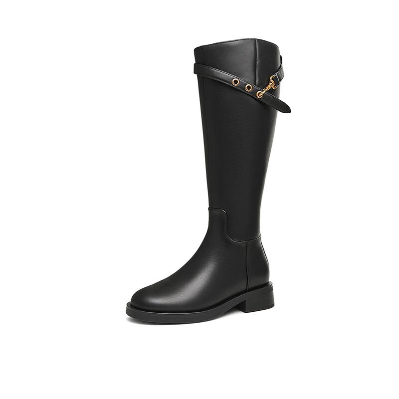 TATA Women s Fashion Retro Chunky Heel Knight Boots 35