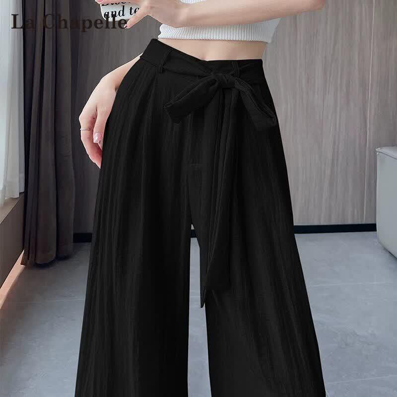 La Chapelle Women s Summer High-Waist Ice Silk Linen Wide-Leg Pants XL